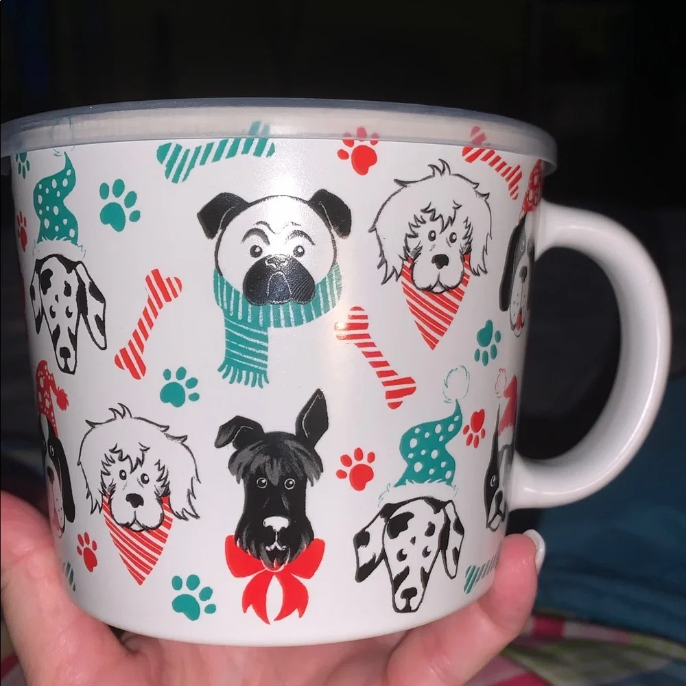 Christmas Dogs all in one cooking stoneware mug nwt
